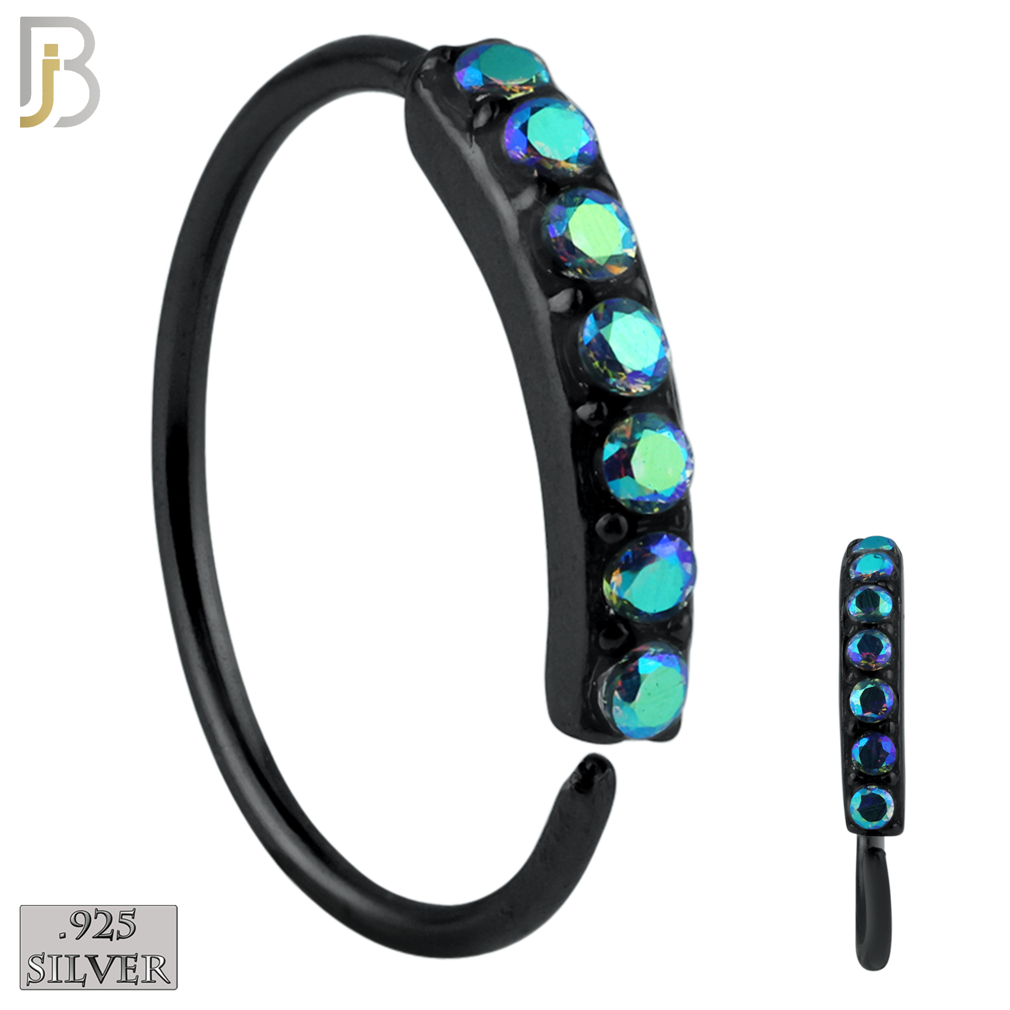 925-CT04 - 925 Sterling Silver 22g Thickness 7 CZ Prong Set Hoops Piercing (Pack of 6) image 7