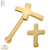 14-NR21BY - 14k Solid Gold Nose Bone Plain Cross Design - Yellow Gold image