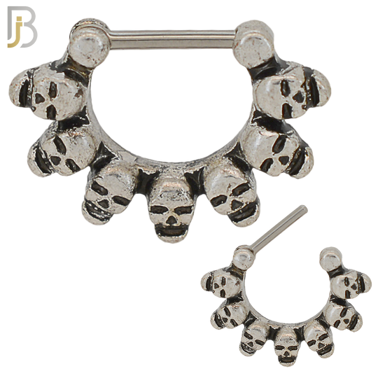CT97 - 316 Stainless Steel Skulls Septum Clicker Nose Rings (PACK OF 6) image 0