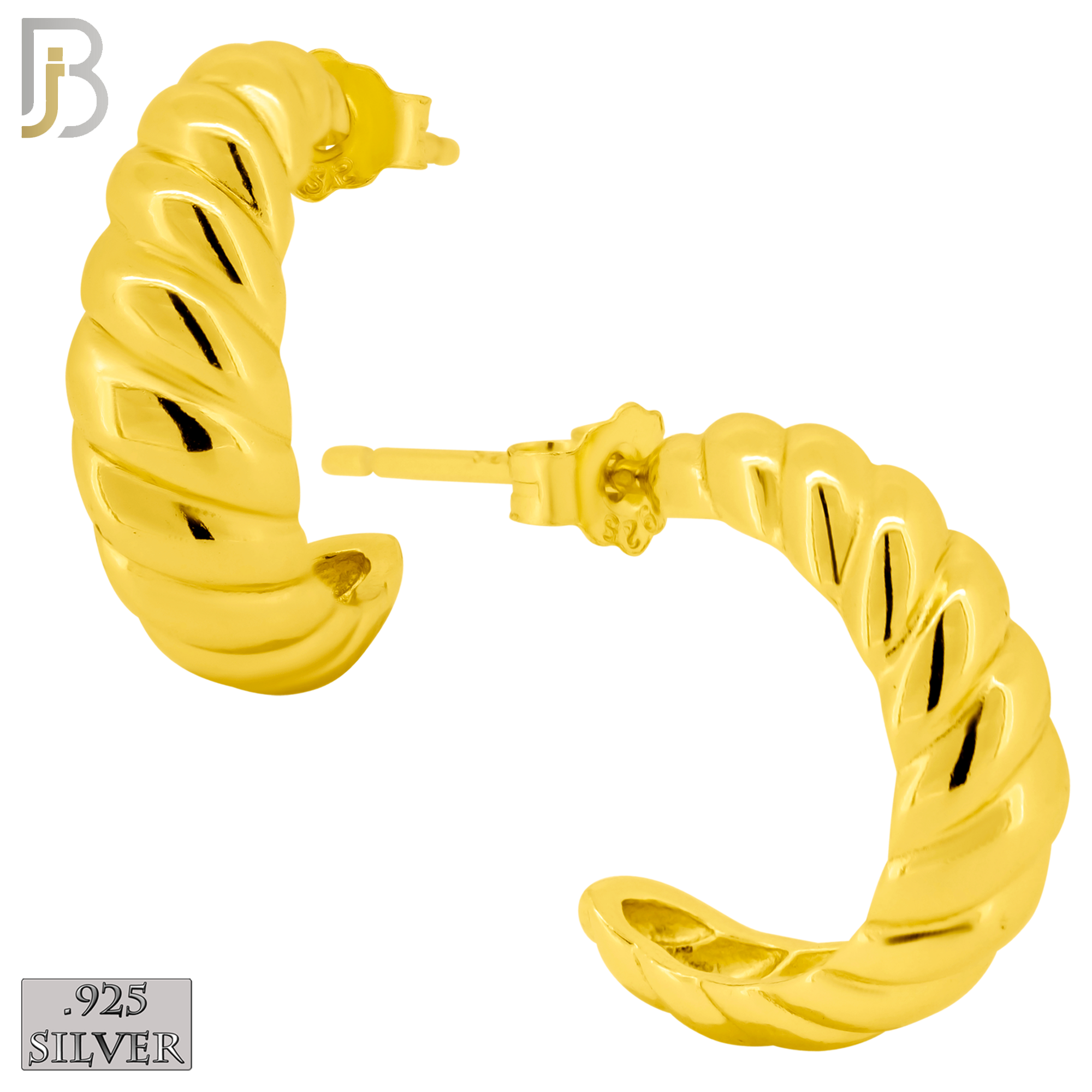 925-ES408 - 925 Sterling Silver Plain Twisted Hoop Earrings image 1