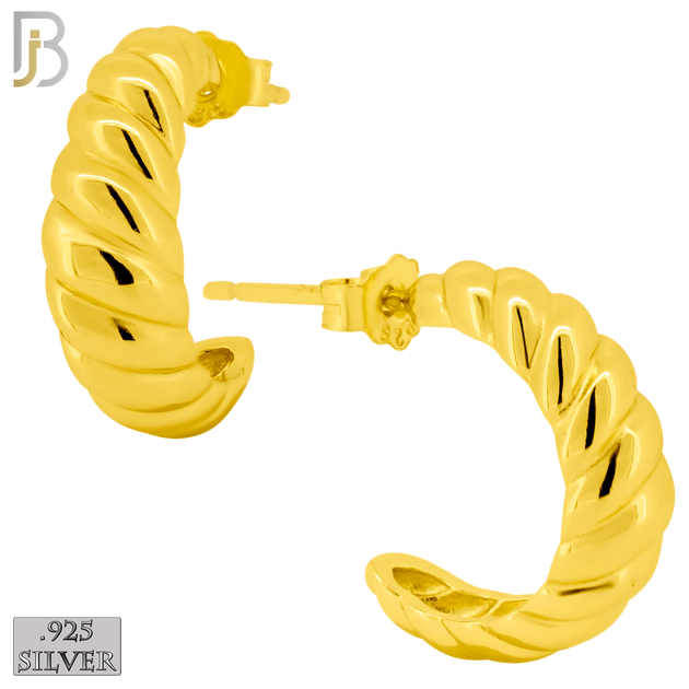 925-ES408 - 925 Sterling Silver Plain Twisted Hoop Earrings image 1