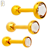 TB118GC -  Gold Plated Clear Color 316L Stainless Steel Bezel Tragus/Cartilage Barbell (PACK OF 6) image 0