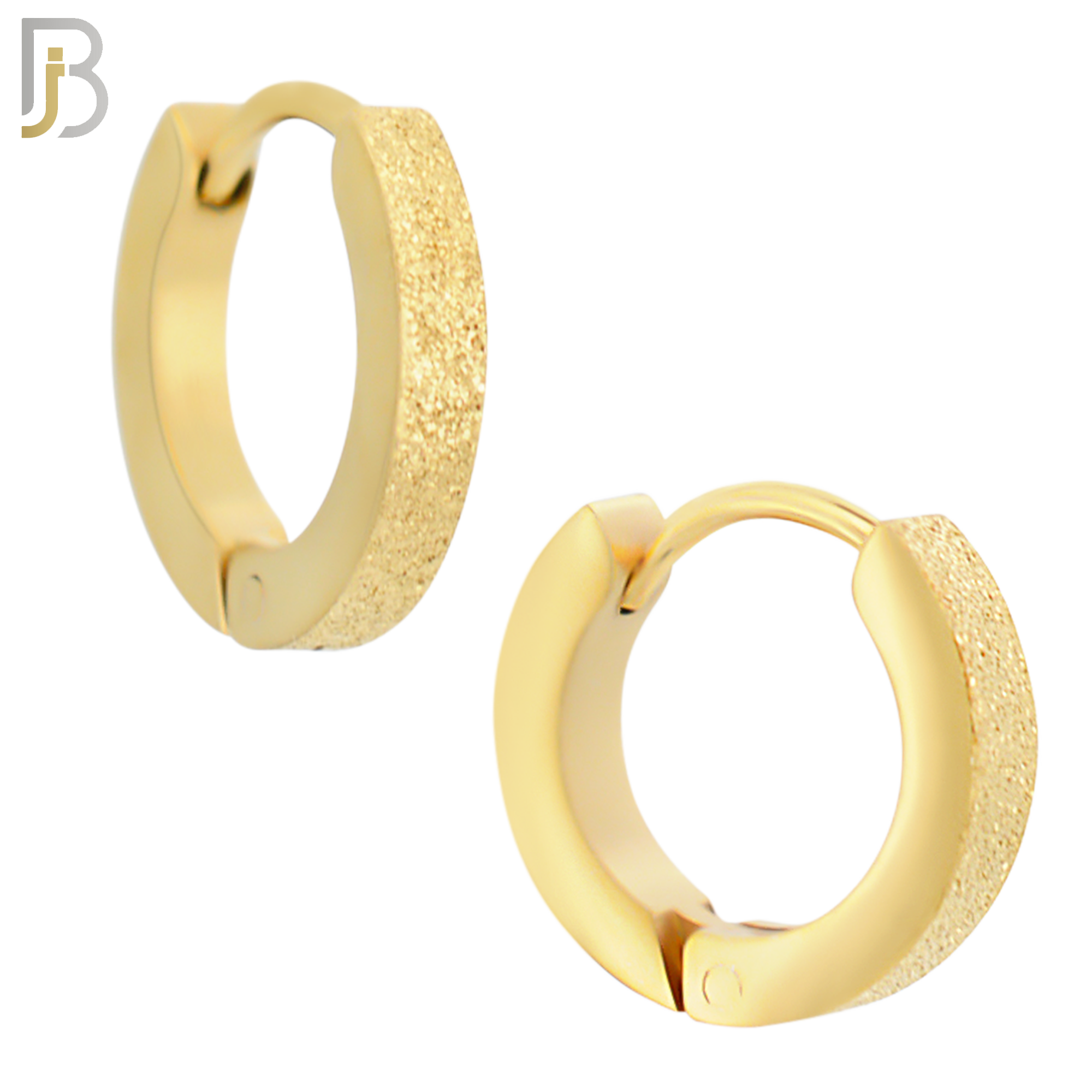 ES86G - 316L Stainless Steel Gold Plated Sandpaper Design Huggies Clip On image 1