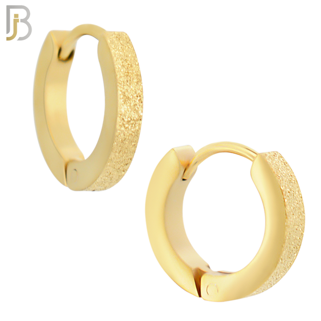 ES86G - 316L Stainless Steel Gold Plated Sandpaper Design Huggies Clip On image 1