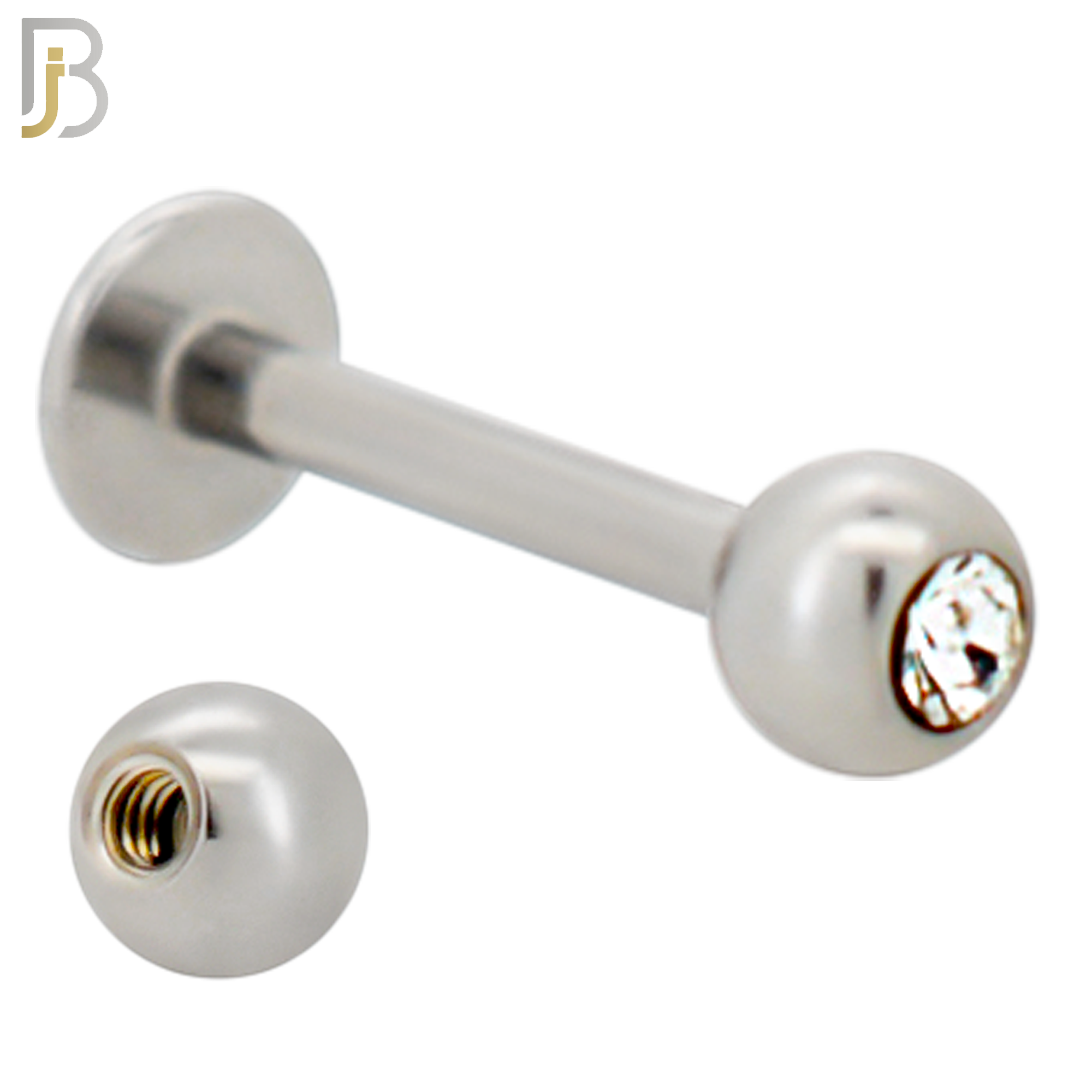 LB06SC - 316L Surgical Steel Labret Screw Ball with CZ External Threaded (PACK OF 6) image 1