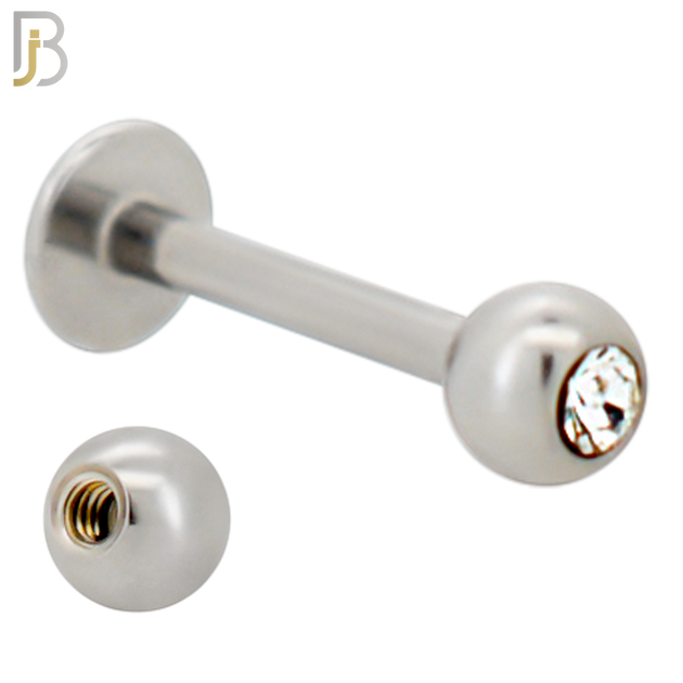 LB06SC - 316L Surgical Steel Labret Screw Ball with CZ External Threaded (PACK OF 6) image 1