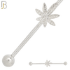 BB40 - 316L Surgical Steel Screw Bar with Alloy Marijuana Leaf Design Barbell Industrial (PACK OF 6) image 0