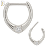 CT67 - 316 Surgical Steel Single Zircon Nose Clicker for Septum Piercing (PACK OF 6) image 0