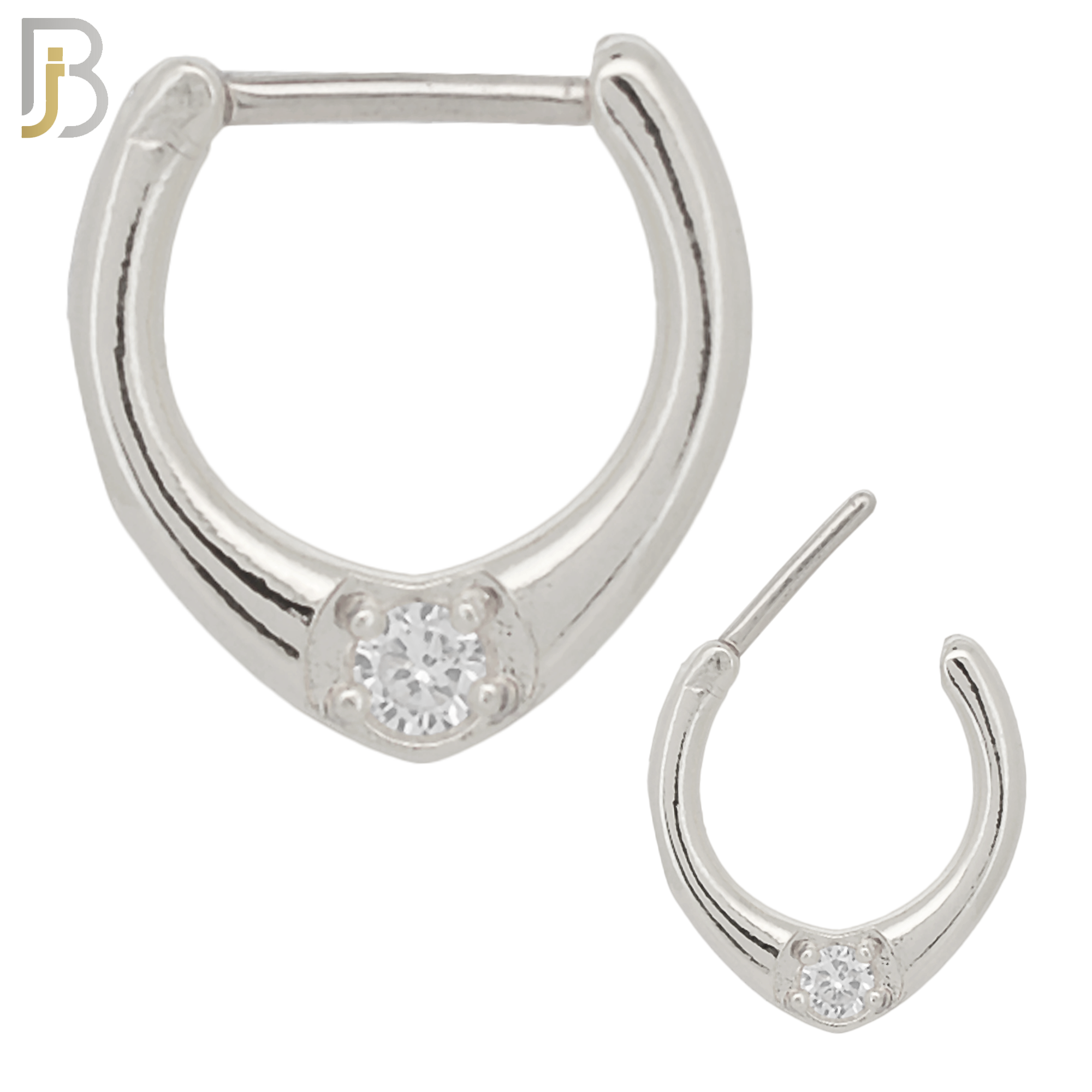 CT67 - 316 Surgical Steel Single Zircon Nose Clicker for Septum Piercing (PACK OF 6) image 0