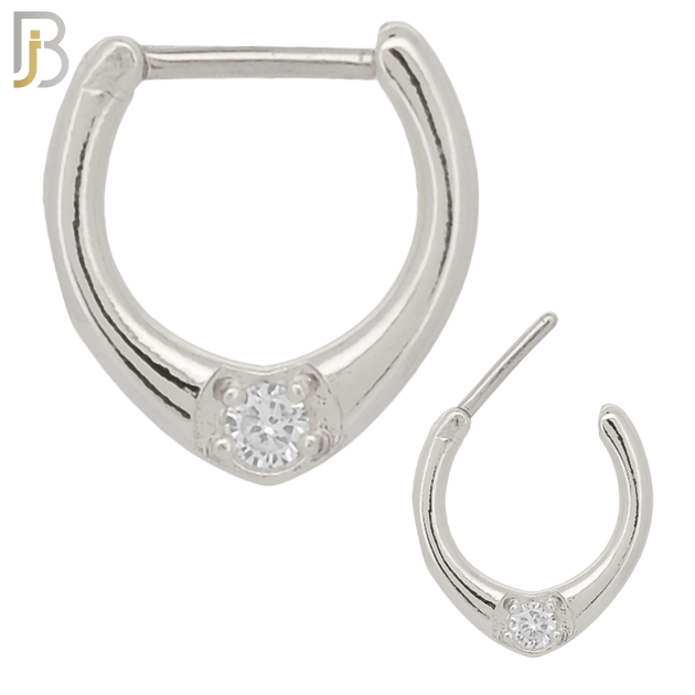 CT67 - 316 Surgical Steel Single Zircon Nose Clicker for Septum Piercing (PACK OF 6) image 0