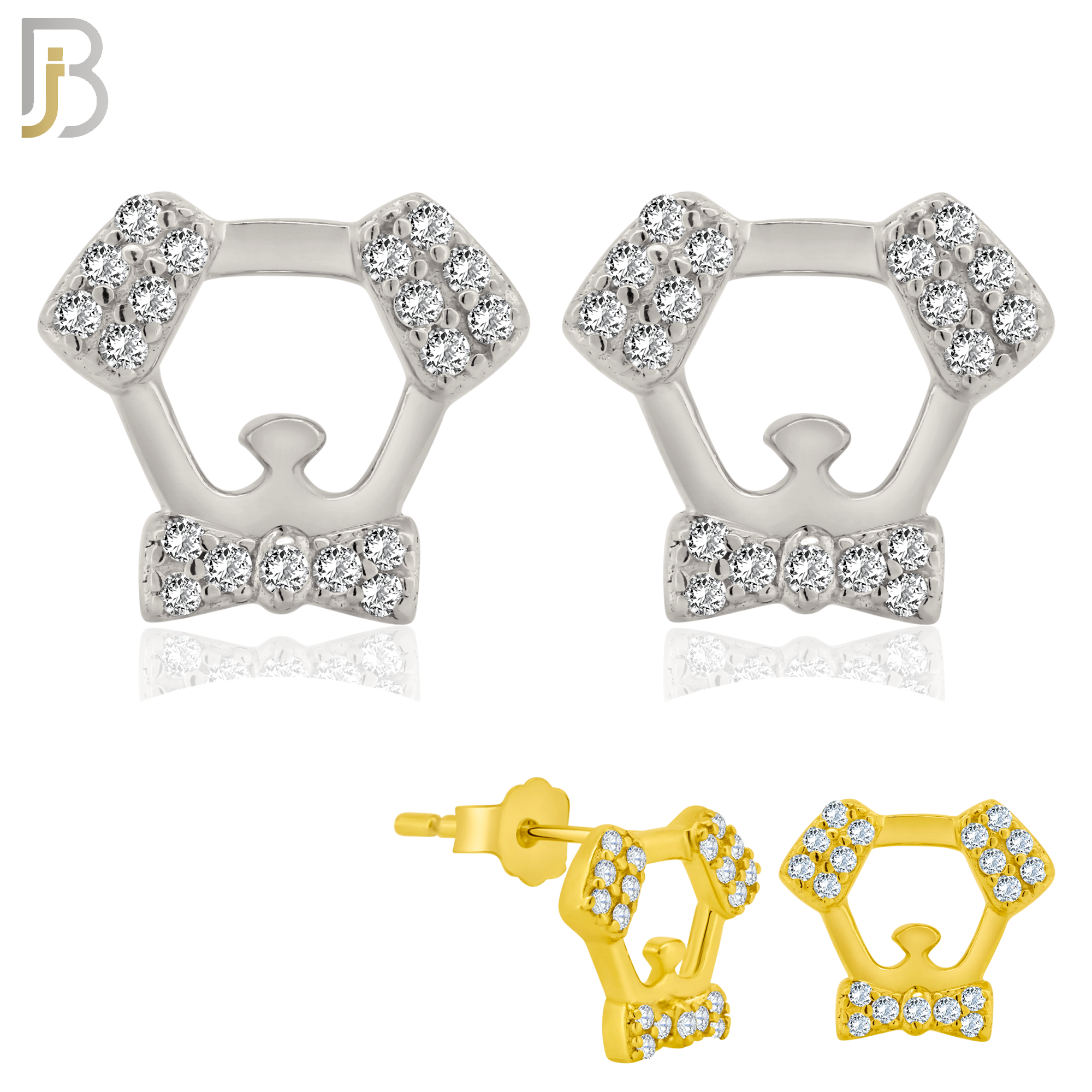 925-ES382 - .925 Sterling Silver Schnauzer Dog with CZ Stud Earrings image 0