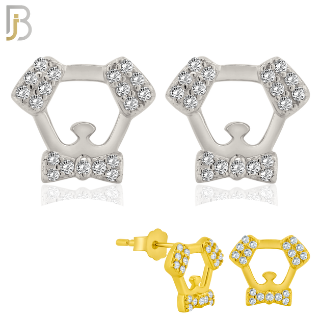 925-ES382 - .925 Sterling Silver Schnauzer Dog with CZ Stud Earrings image 0