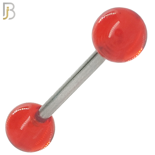 BB03T - 316L Surgical Steel Screw Barbell with Transparent Acrylic Ball Screw External Threaded (PACK OF 6) image 1