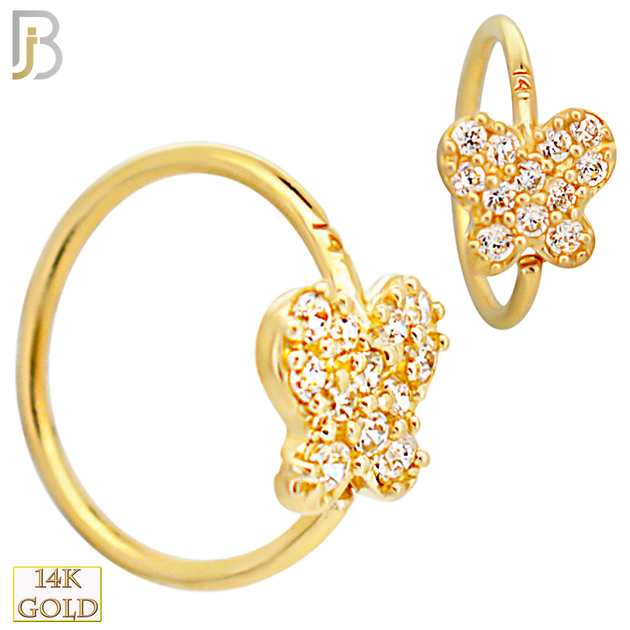 14-CT118 - 14K Yellow Gold Butterfly Hoop with Multi CZ image 0