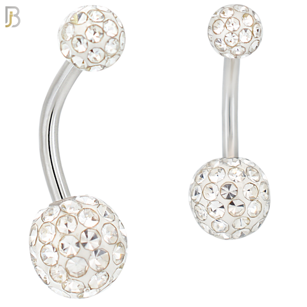 NB19 - 316L Surgical Steel Screw Coated Multi Gem Ball Banana Belly Ring  (PACK OF 6) image 1
