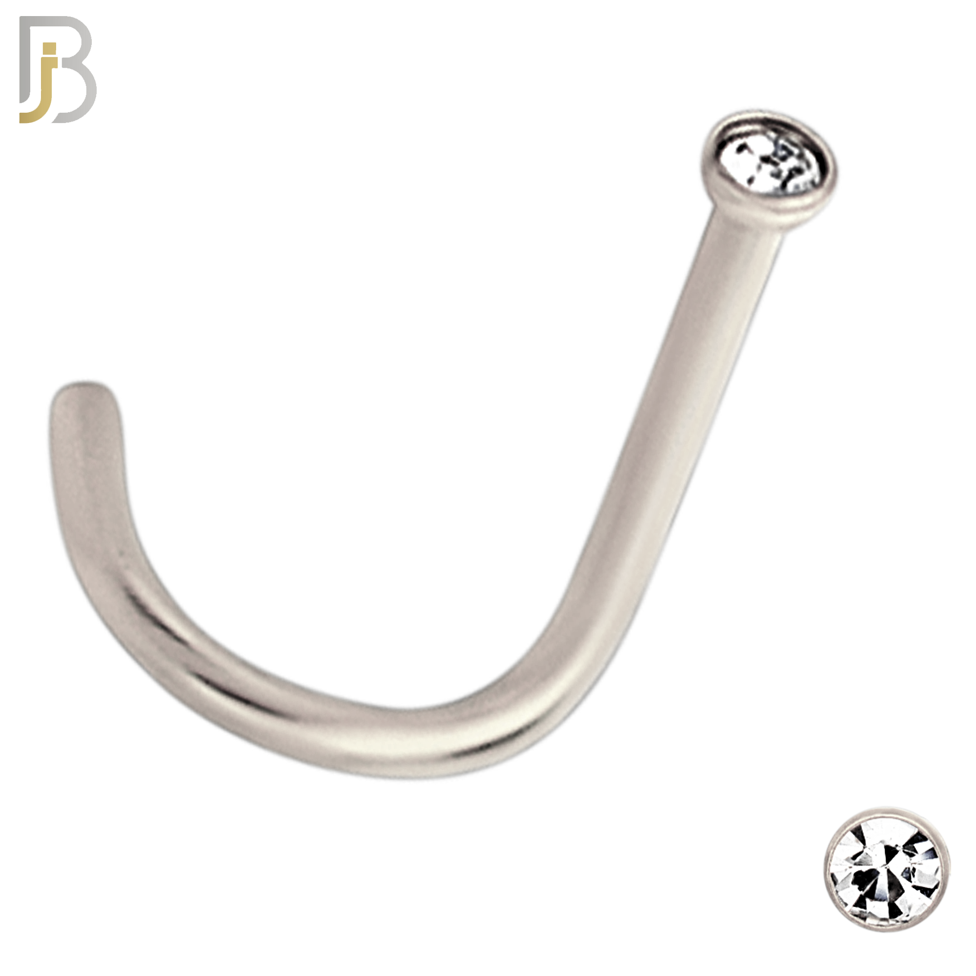 NR36CS - 316L Surgical Steel Nose Screw Bezel Setting Round Clear Zircon (PACK OF 6) image 1