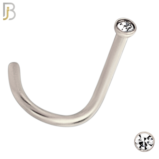 NR36CS - 316L Surgical Steel Nose Screw Bezel Setting Round Clear Zircon (PACK OF 6) image 1