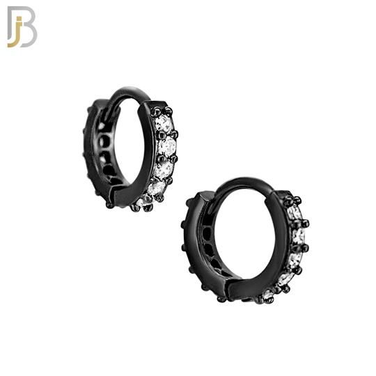ES02K - 316L Stainless Steel Black Plated Prong Setting Zircon with 2mm Front Thickness Huggies image 1