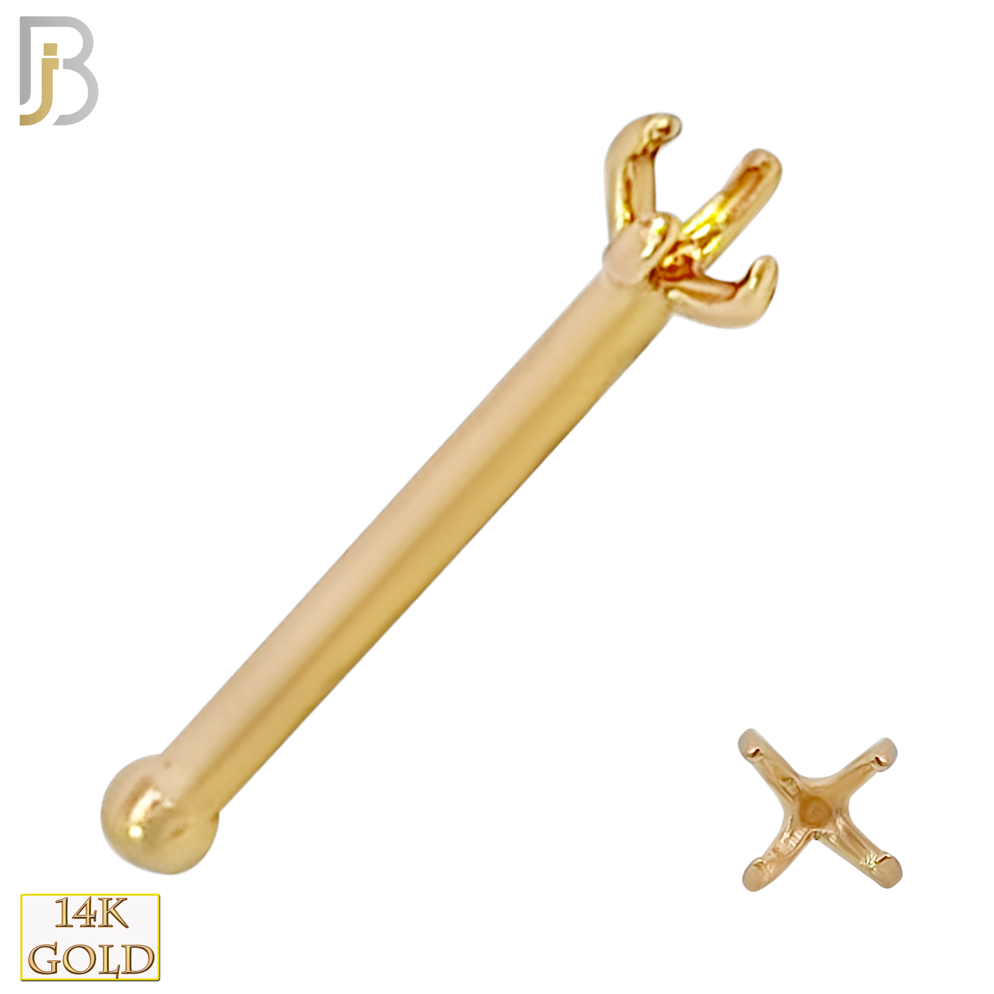 14-NR01Y-20 - 20g Thickness 14k Solid Yellow Gold Prong Setting Mounting Only image 1