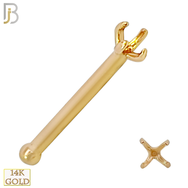 14-NR01Y-20 - 20g Thickness 14k Solid Yellow Gold Prong Setting Mounting Only image 1