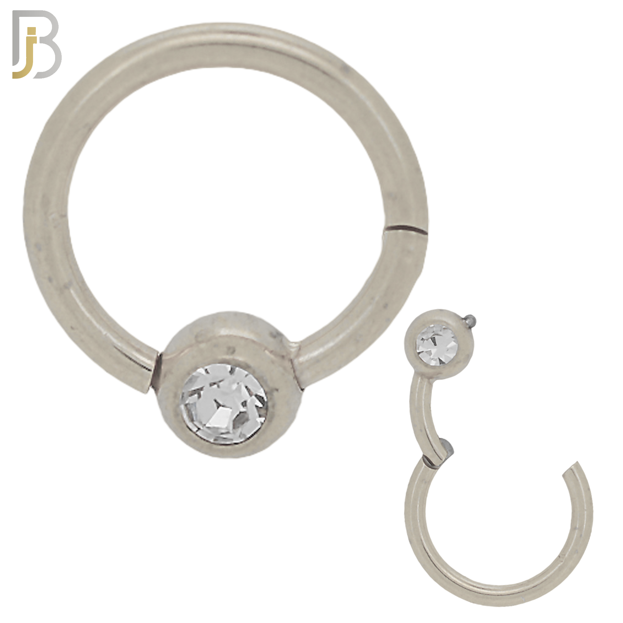 CT90 -  316 Stainless Steel Hinged Hoop with Single CZ Gem Nose Rings (PACK OF 6) image 0