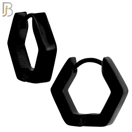 ES170 - 316L Stainless Steel Plain Huggies Hexagon Shape Clip On image 2