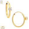 14-ES249YC - 14k Yellow Gold Solitaire Hoop Earrings with 2mm CZ image 1