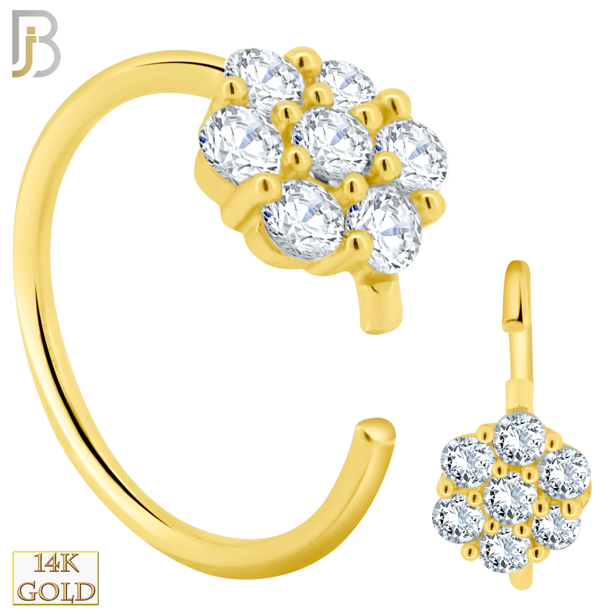 14-CT32C - 14k Yellow Gold Rounded Flower with Cubic Zirconia Hoop image 0