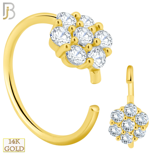 14-CT32C - 14k Yellow Gold Rounded Flower with Cubic Zirconia Hoop image 0