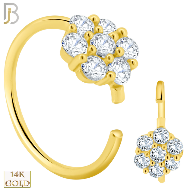 14-CT32C - 14k Yellow Gold Rounded Flower with Cubic Zirconia Hoop image 0