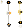 BB20 - 316L Surgical Steel Screw Bar Bee with Flower Design with Zircon Barbell Industrial (PACK OF 4) image 0