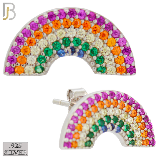 925-ES282 – .925 Sterling Silver Rainbow Design Earring Stud with Multi Colored Zircon image 1