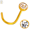 NR36CG - 316L Surgical Steel Gold Plated Nose Screw Bezel Setting Round Clear Zircon (PACK OF 6) image 5
