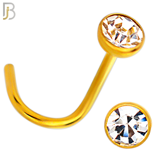 NR36CG - 316L Surgical Steel Gold Plated Nose Screw Bezel Setting Round Clear Zircon (PACK OF 6) image 5