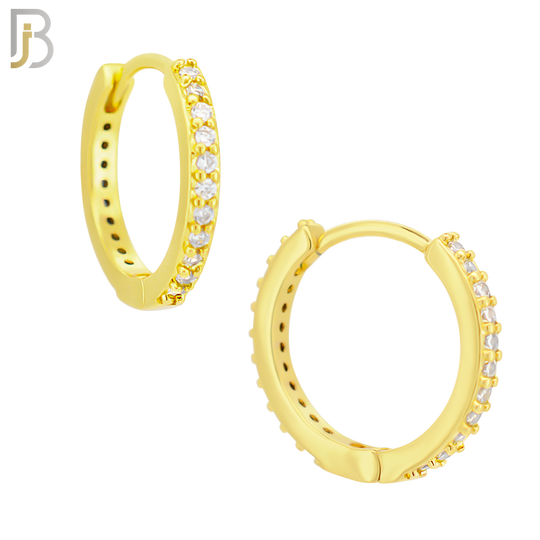 ES02G - 316L Stainless Steel Gold Plated Prong Setting Zircon with 2mm Front Thickness Huggies - 12mm image