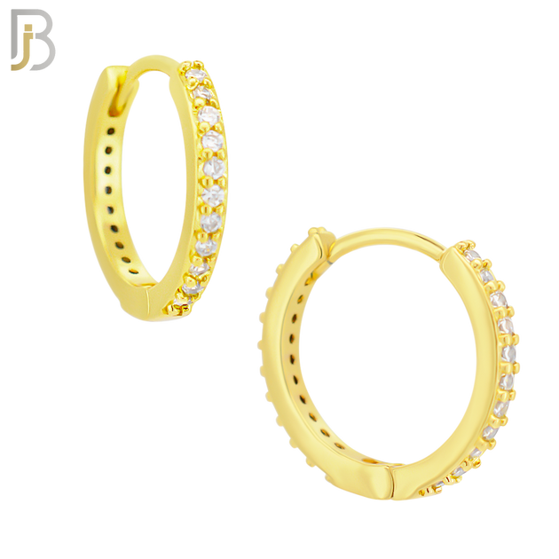 ES02G - 316L Stainless Steel Gold Plated Prong Setting Zircon with 2mm Front Thickness Huggies - 12mm image