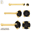 14-NR01DYK-20 - 20g-14k Yellow Gold Nose Bone with Black Diamond in Prong Setting image 0