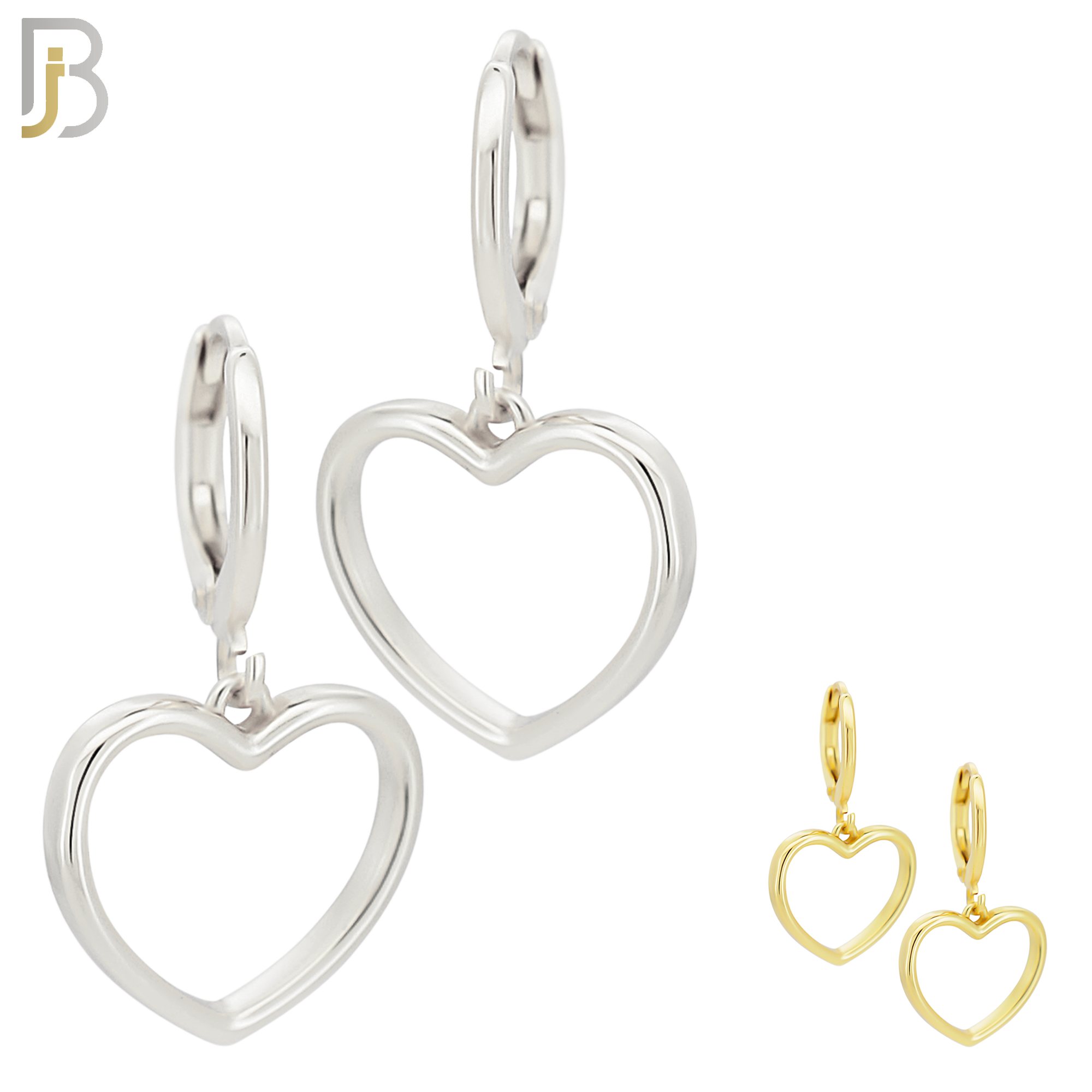 ES97 - 316L Stainless Steel Dangling Heart Hollow Huggies Clip On image 0