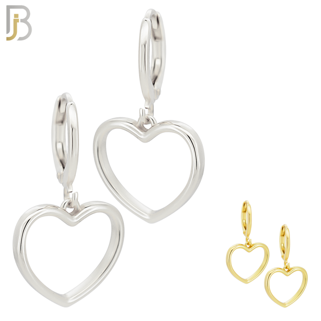 ES97 - 316L Stainless Steel Dangling Heart Hollow Huggies Clip On image 0