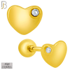 925-ES211 - Screw Ball Back - .925 Sterling Silver Plain Heart Shaped Earring Stud with Single Clear Zircon image 2