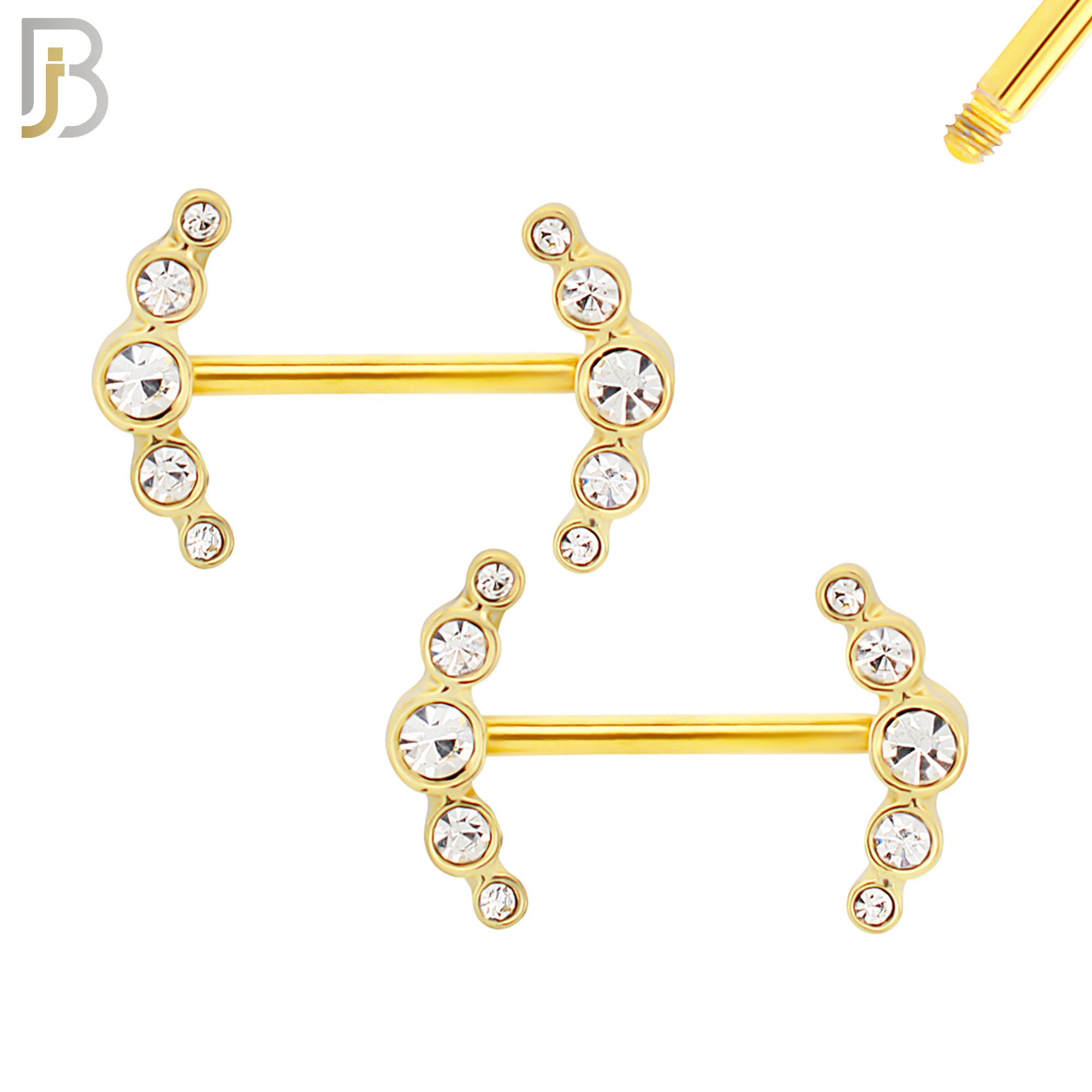 NP23 - 316L Surgical Steel Screw Double Sided Alloy Anchor with Zircon Pair image 2