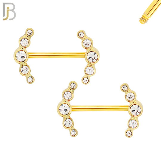 NP23 - 316L Surgical Steel Screw Double Sided Alloy Anchor with Zircon Pair image 2