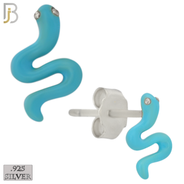 925-ES476 - 925 Sterling Silver Enamel Coated Snake Push Back Stud Earring image 0