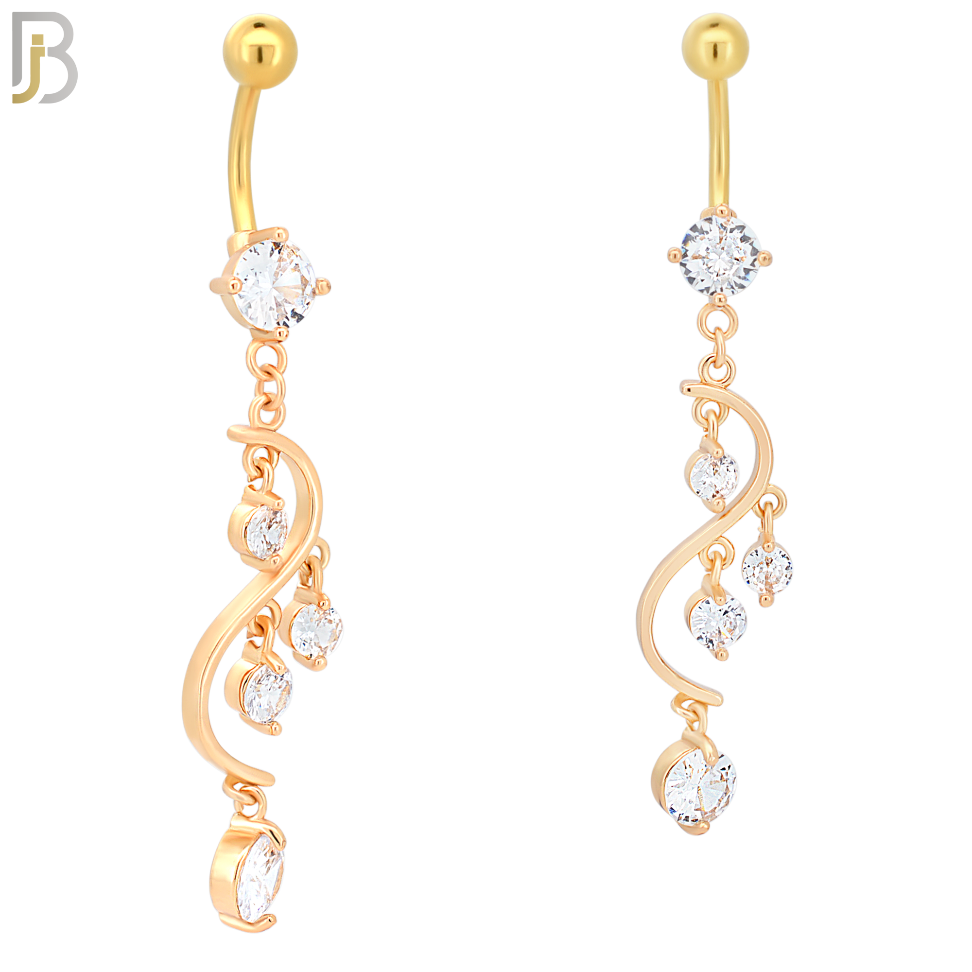 N073 - 316L Stainless Steel Dangling Chandelier Design Belly Ring with 5mm Screw Ball image 2