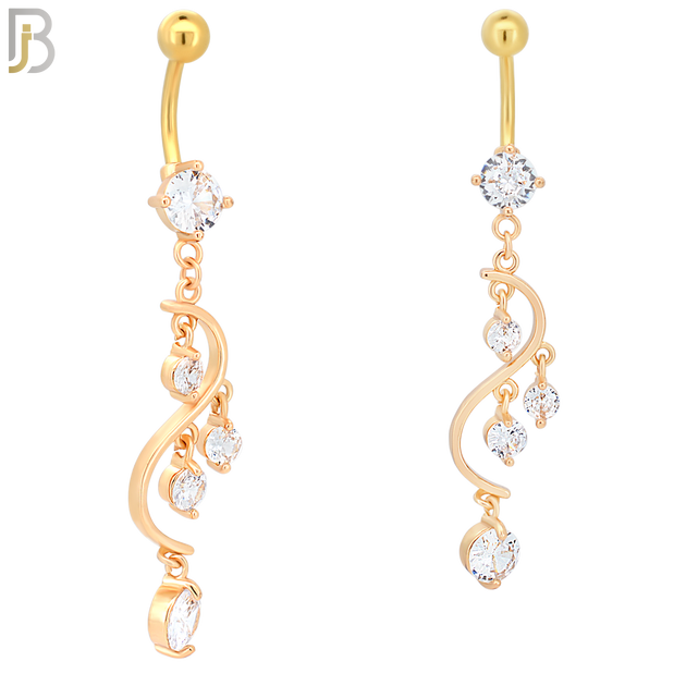 N073 - 316L Stainless Steel Dangling Chandelier Design Belly Ring with 5mm Screw Ball image 2