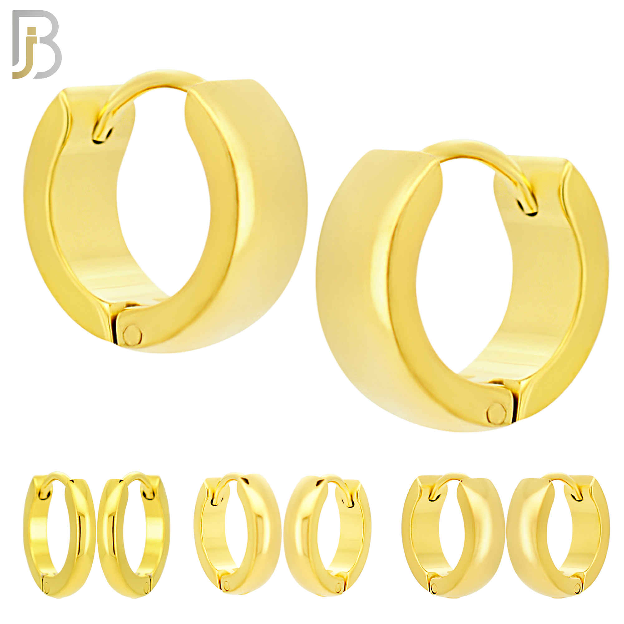 ES01G - 316L Stainless Steel Gold Plated Plain Curve Design Huggies image 0