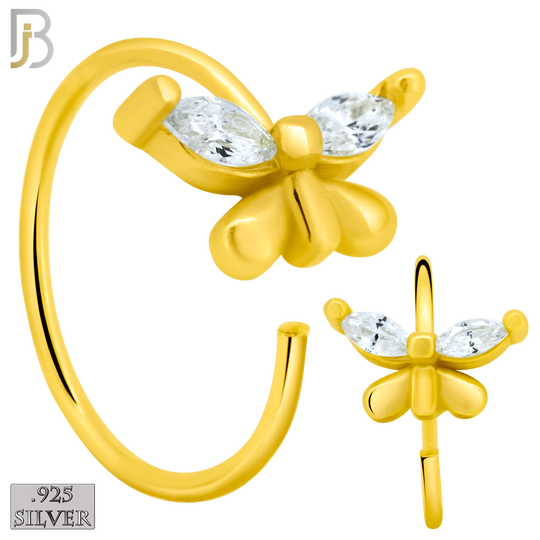 925-CT101-  925 Sterling Silver Butterfly Design with Zircon Nose Hoops (Pack of 6) image 2