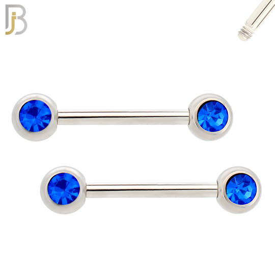 NP01-5 - 316L Surgical Steel Screw 5mm Plain Ball with Bezel Zircon Nipple Ring Piercing image 4