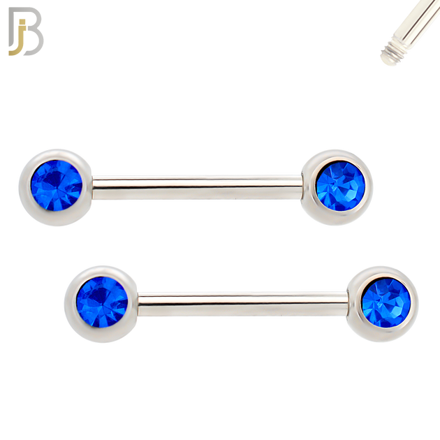 NP01-5 - 316L Surgical Steel Screw 5mm Plain Ball with Bezel Zircon Nipple Ring Piercing image 4