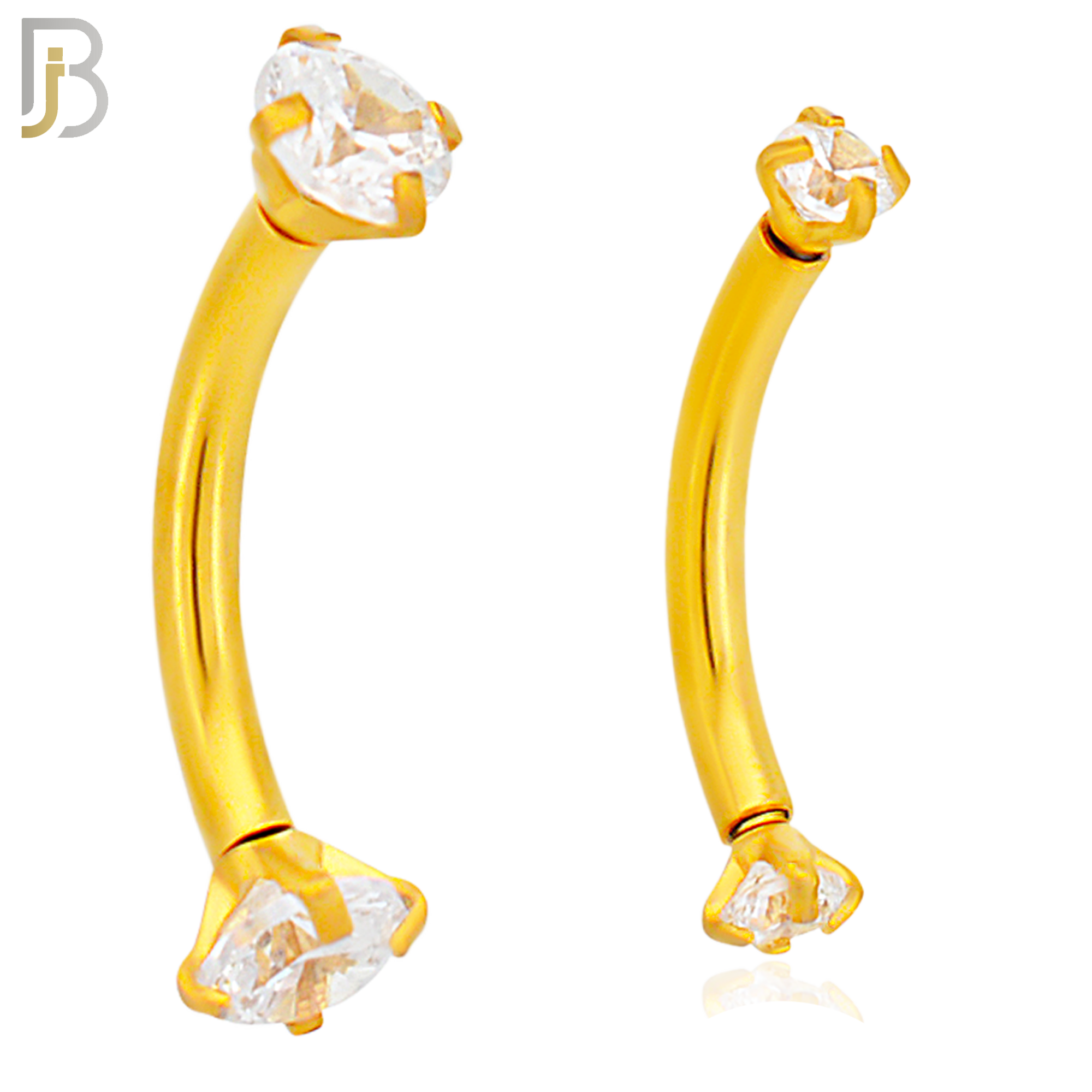 EC04GC - 316L Surgical Steel Gold Plated Curved Prong Setting Zircon Internally Threaded (PACK OF 6) image 0